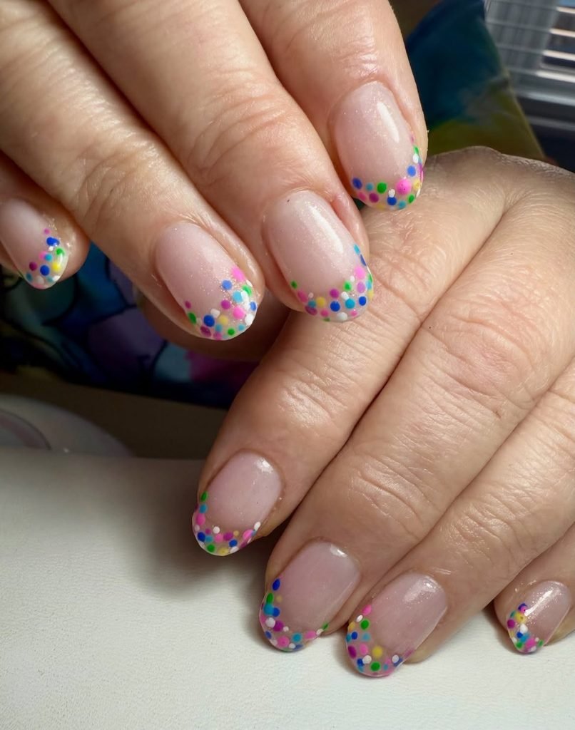 Confetti French Tip Nails