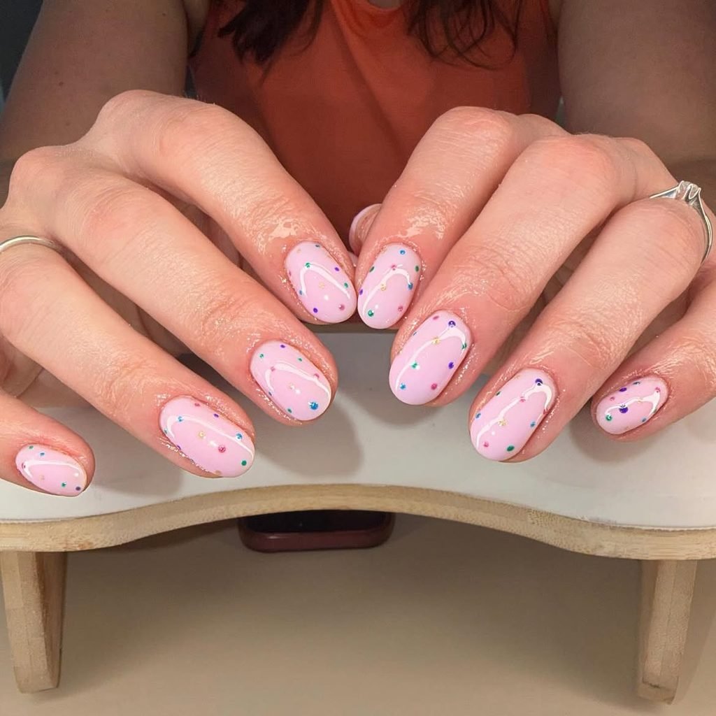 Confetti Sprinkle Short Nails