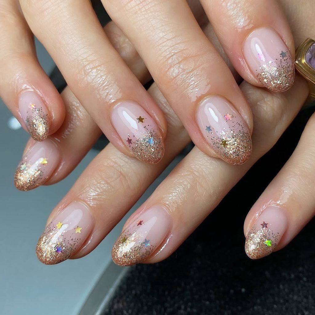 Copper Cuticle Glitter Fade