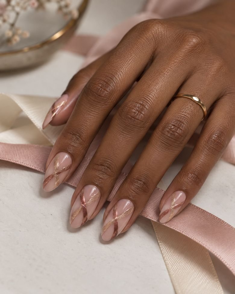 Crossed Rose Gold Magnetic Ribbons