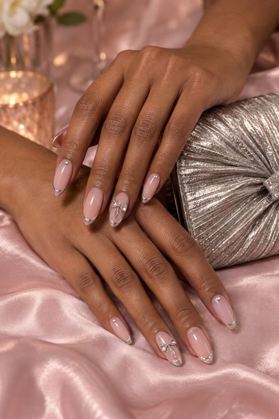 Crystal Bow Accent Nails