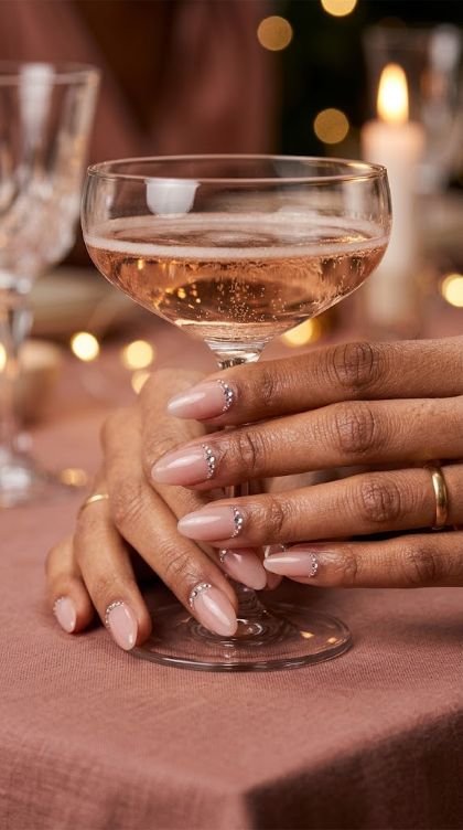 Crystal Cuticle Crescent Nails