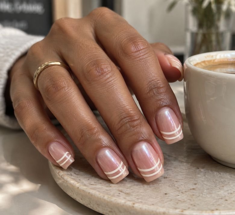  Double-Outline Glazed French Nails