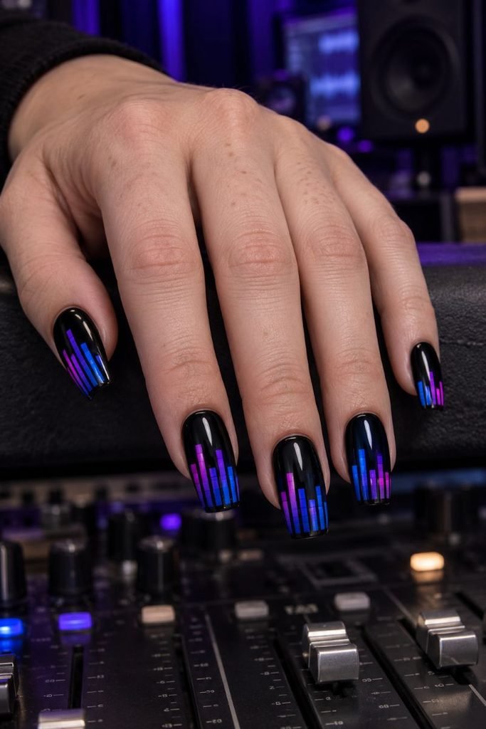 Electric-Purple Equalizer Nails