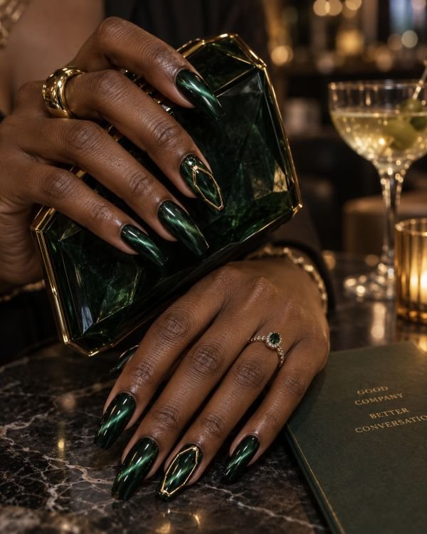 Emerald Jewel Cat-Eye Nails