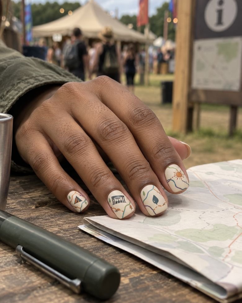 Festival Route-Map Doodle Nails