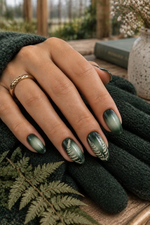 Forest Green Aura With Frosted Ferns