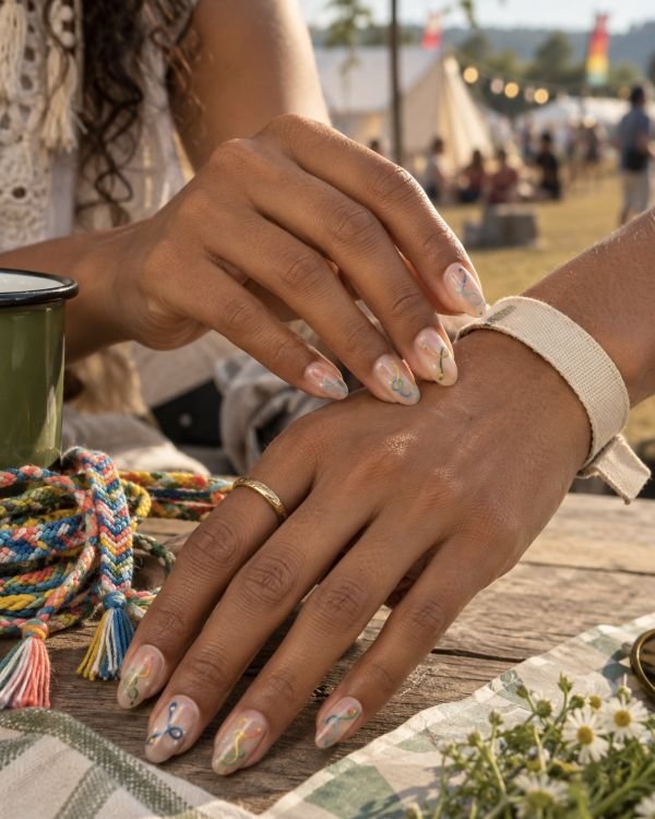 Friendship-Bracelet Threadline Nails