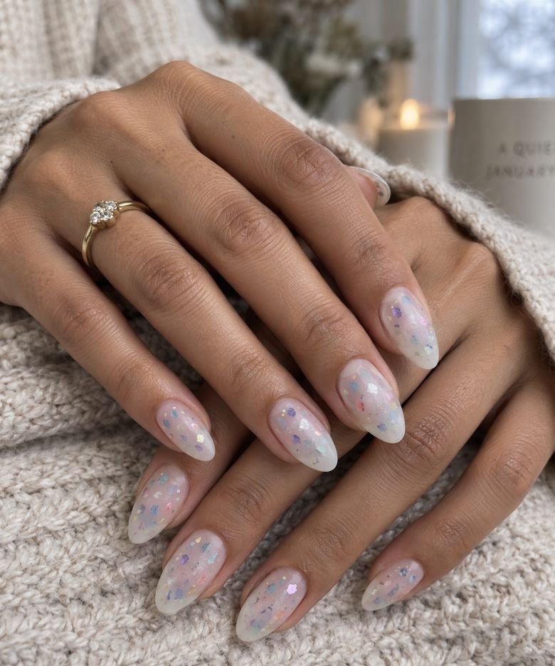 Frosted Confetti Jelly Nails