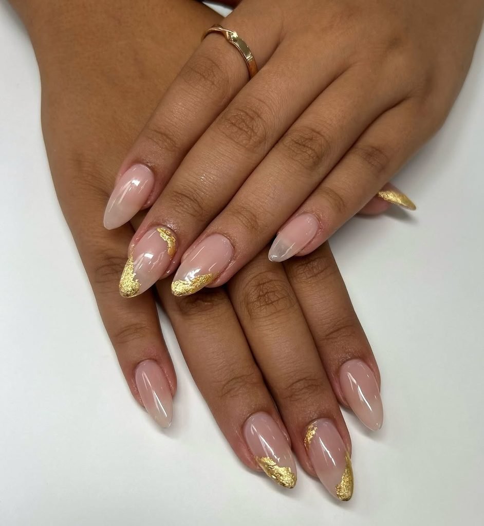 Gold Foil Negative-Space Nails