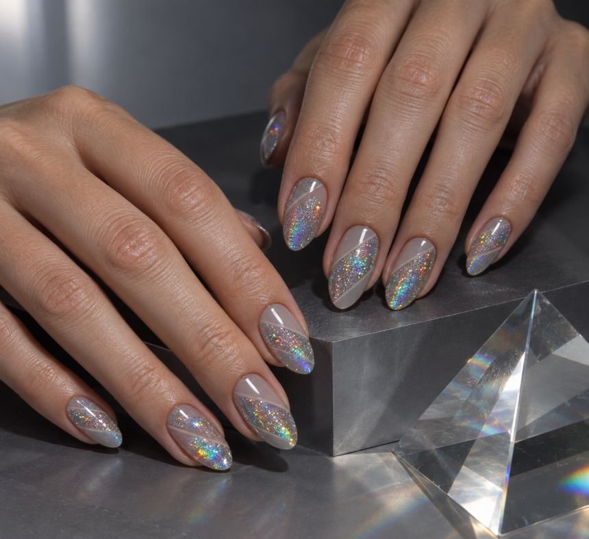 8 Holographic Prism Glitter Nails