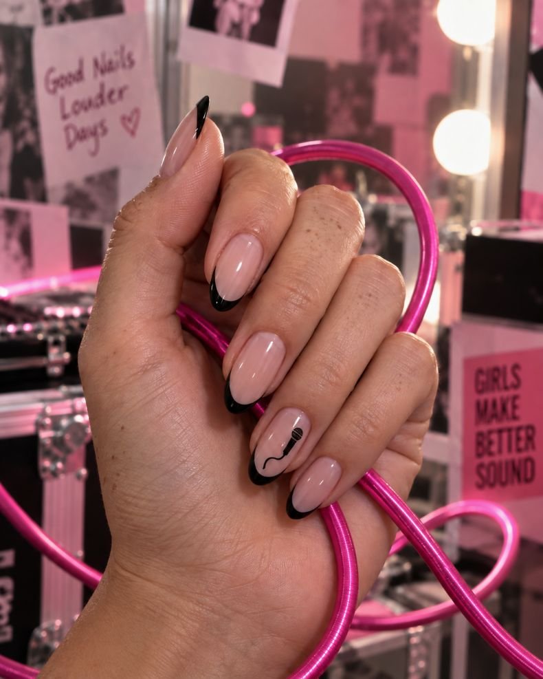 Hot-Pink Microphone-Cord Nails
