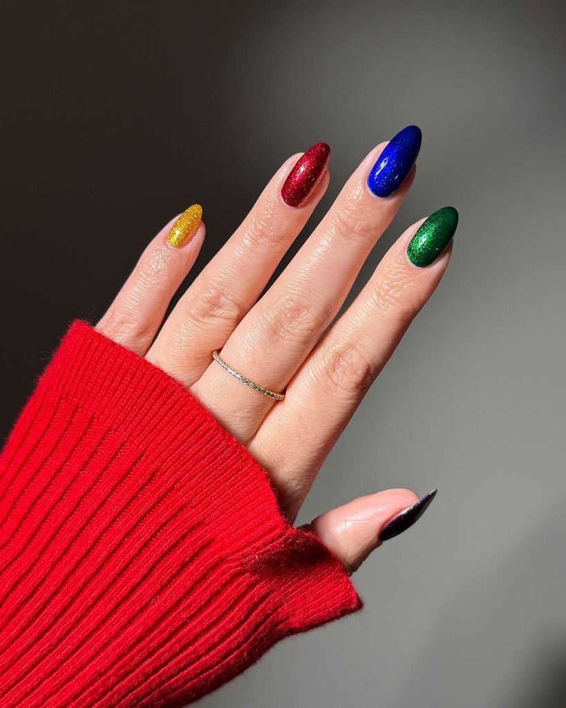 Jewel-Tone Skittle Nails