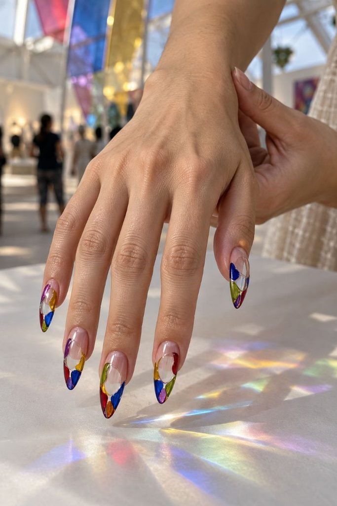 Kaleidoscope Clear-Tip Nails