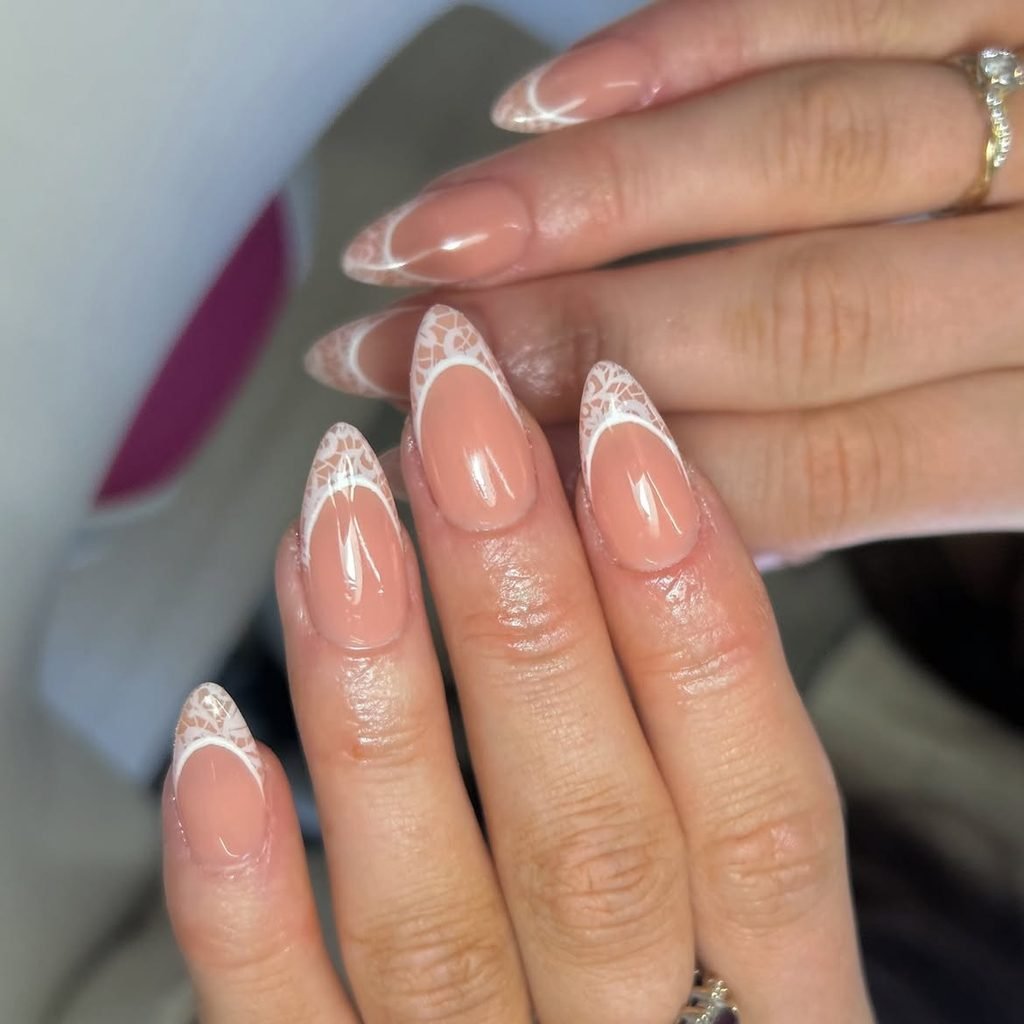Lace-Trim French Bridal Nails