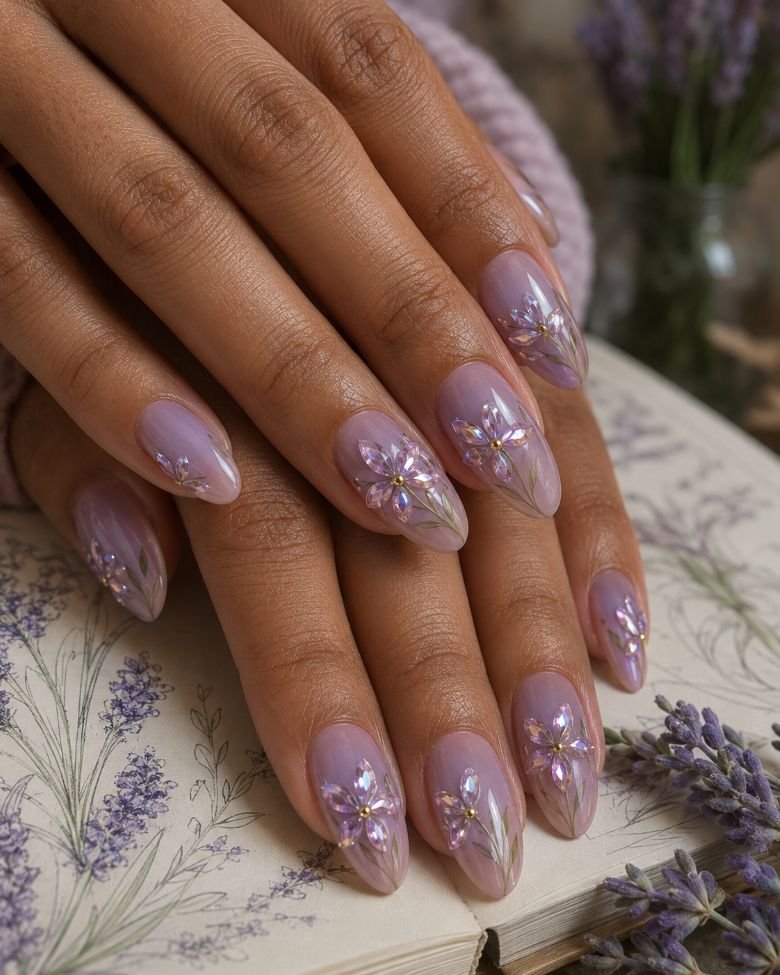 Marquise Crystal Flower Nails
