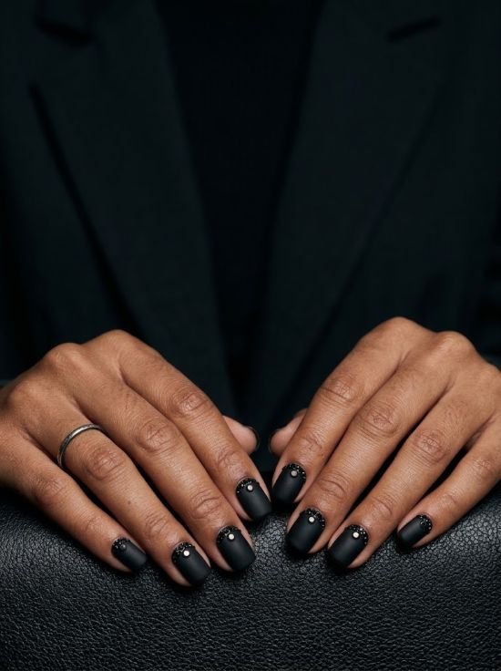 Matte Black Jet-Crystal Cuffs