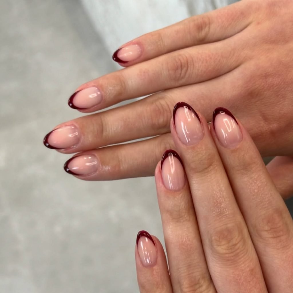 Micro Red French on a Blush Base