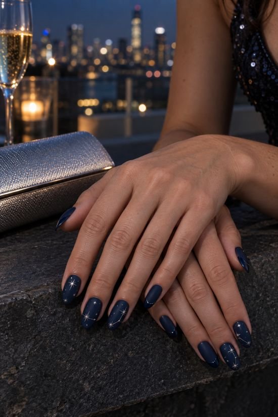 Midnight Celestial Party Nails