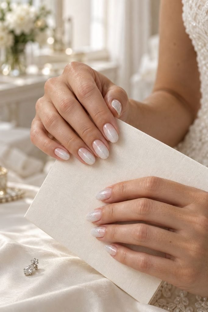 Milky White Bridal Glitter Veil