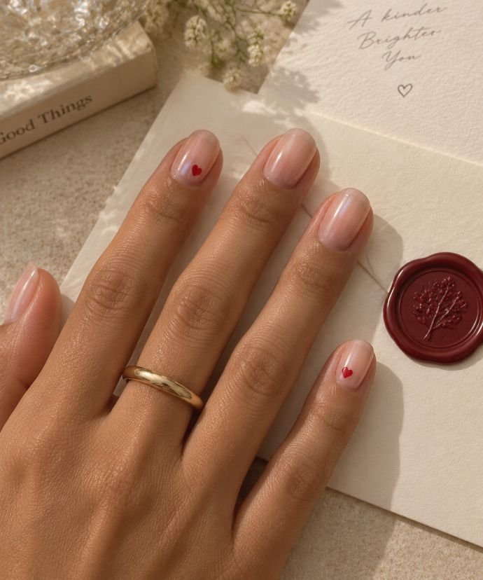 Mini Heart Glazed Nails