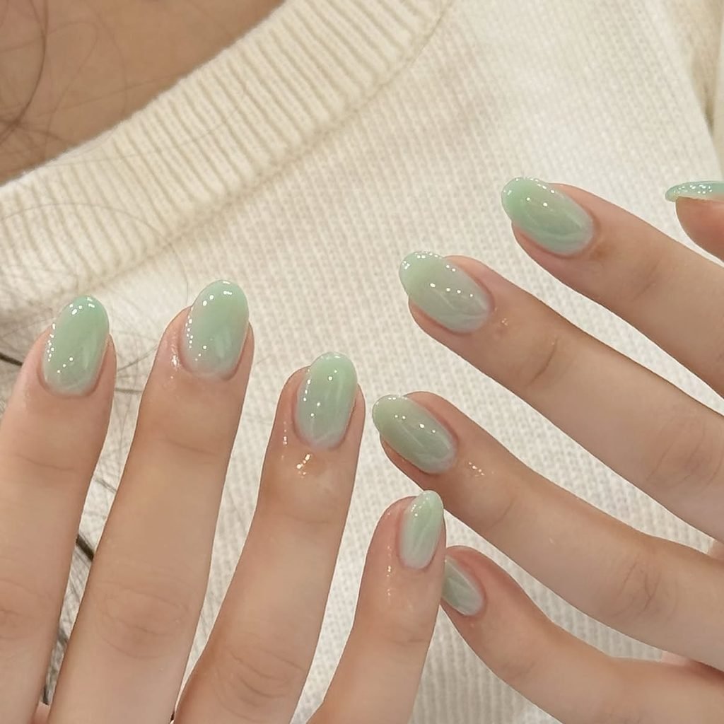 Mint Green Jelly Nails