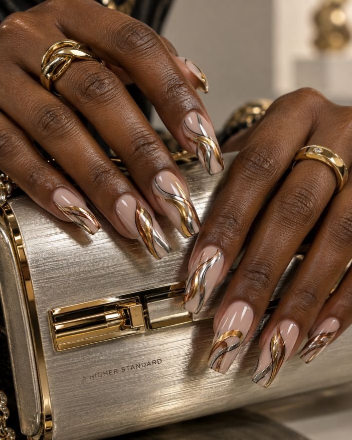 Mixed-Metal Ripple Nails