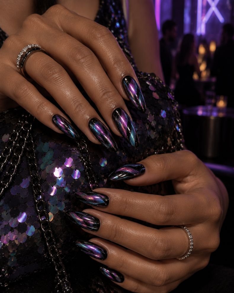 Multichrome Disco Swirl Nails