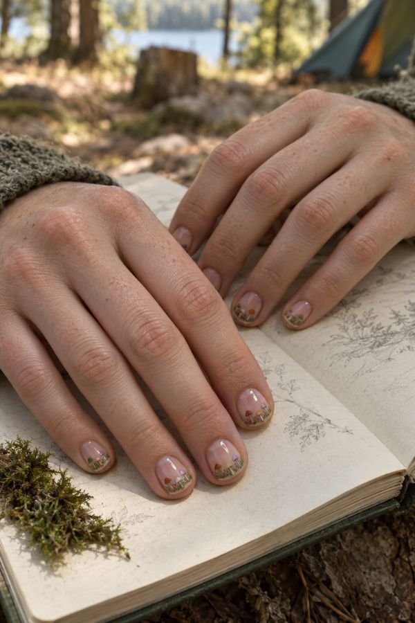 Mushroom Meadow Cuticle Nails