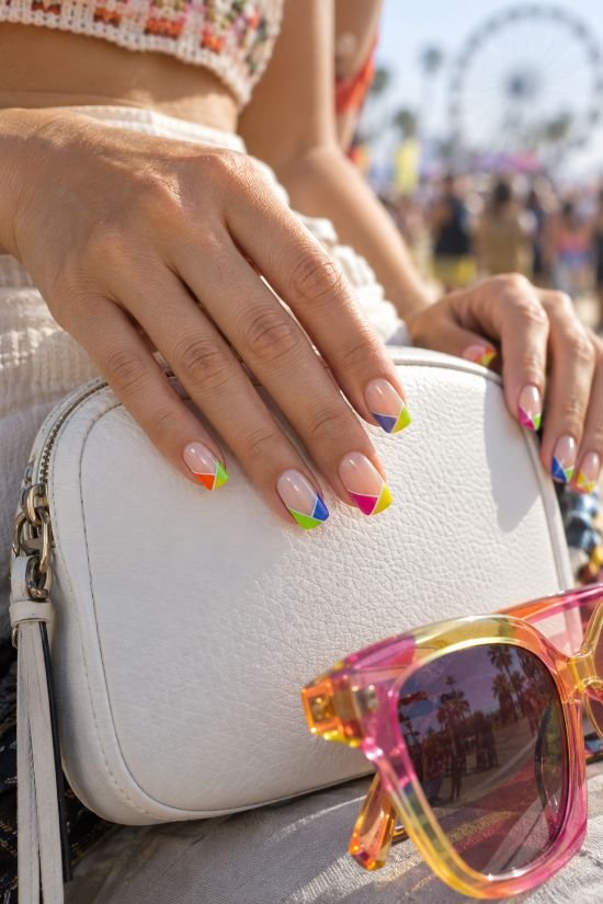 Neon Color-Block French Nails