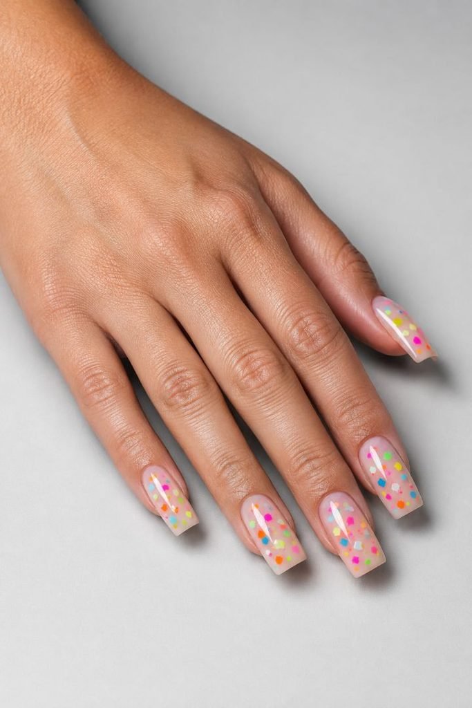 Neon Confetti Nails