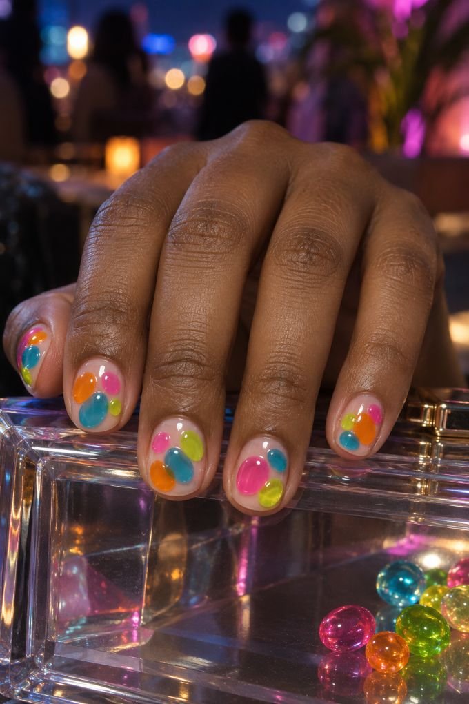 Neon Jelly Pebble Nails