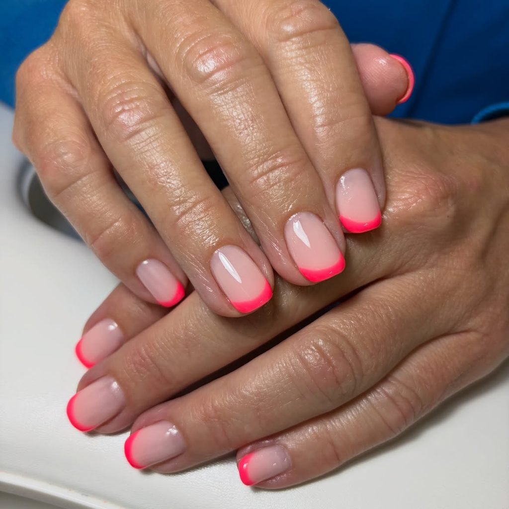 Neon Pink French Tips
