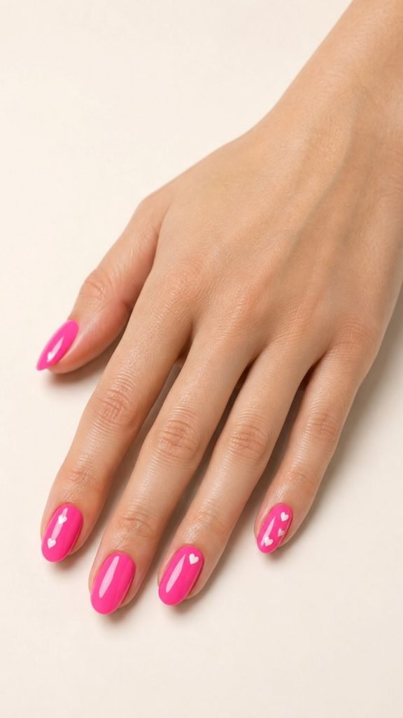 Neon Pink With Tiny Hearts