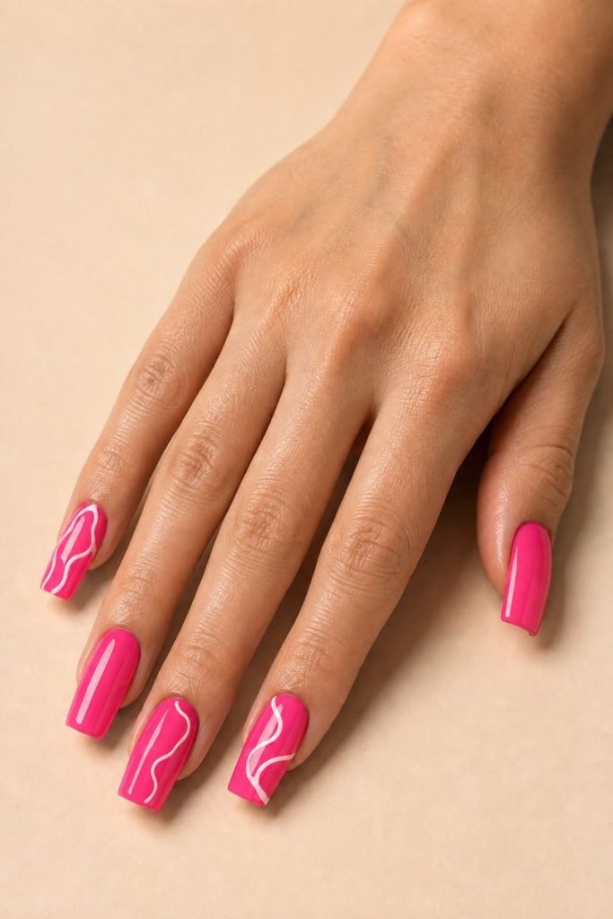 Neon Pink With White Swirls