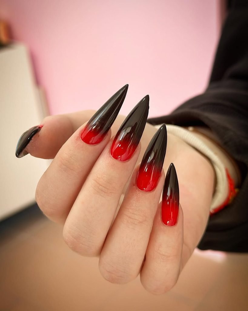 Ombre Nails Red Black