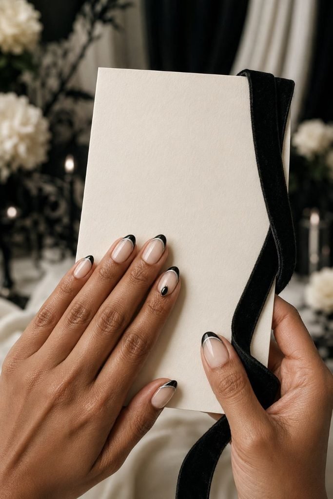  Onyx-and-Ivory Gothic Bridal Nails