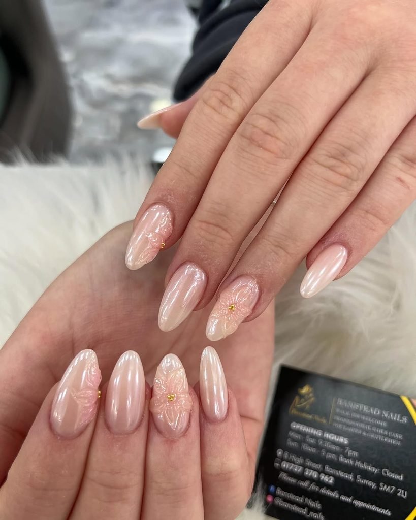  Pearl 3D Flower Nails