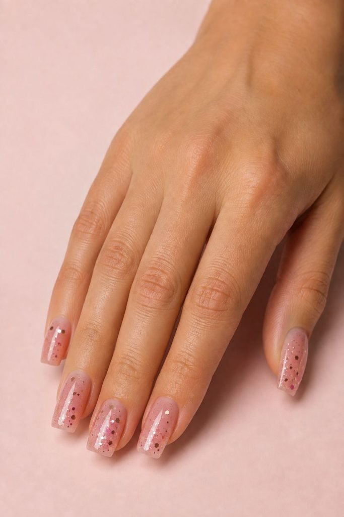 Pink Glitter Confetti Party Nails