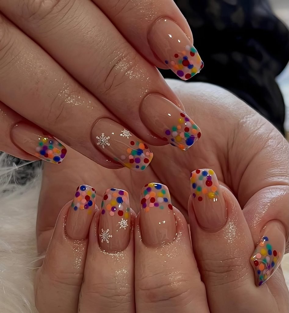 Rainbow Confetti French Tips