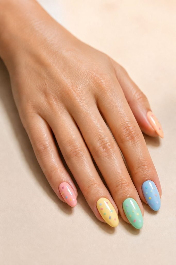 Rainbow Confetti Skittle Nails