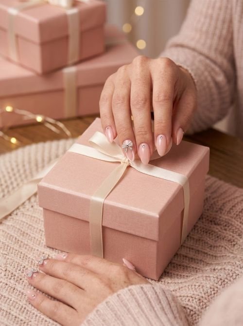  Rhinestone Bow Ribbon Nails