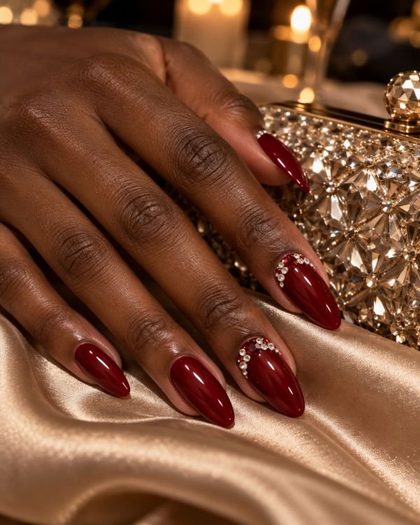 Ruby Rhinestone Cuticles
