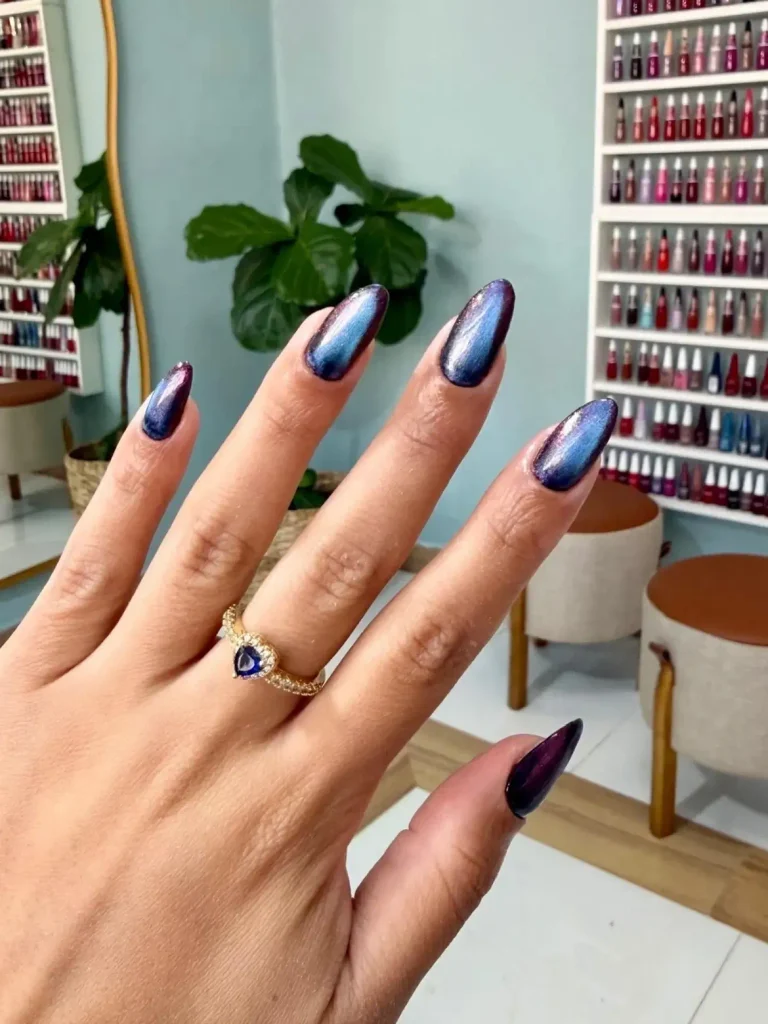  Sapphire Galaxy Glitter Nails