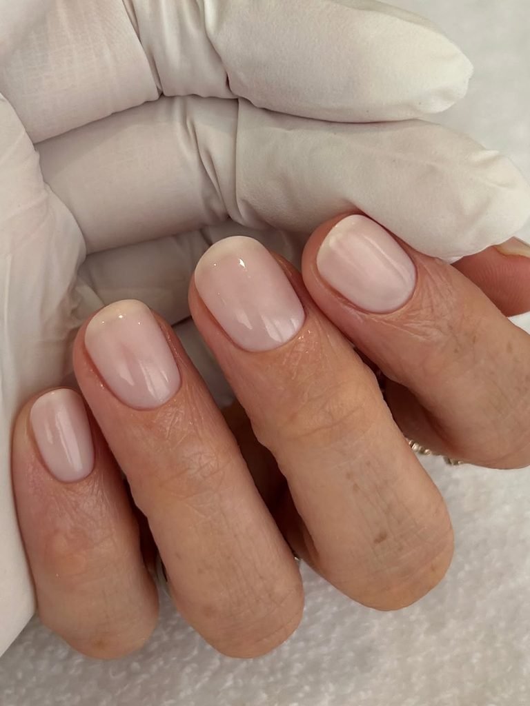 Sheer Milky Nails for the No-Manicure Bride