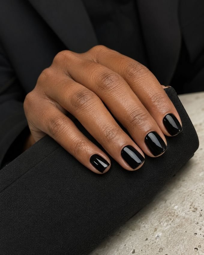 Short Patent-Leather Black Nails