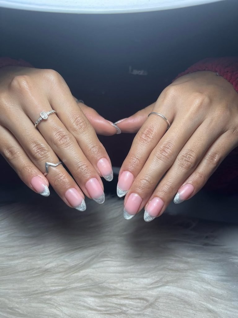 Silver Disco French Tips