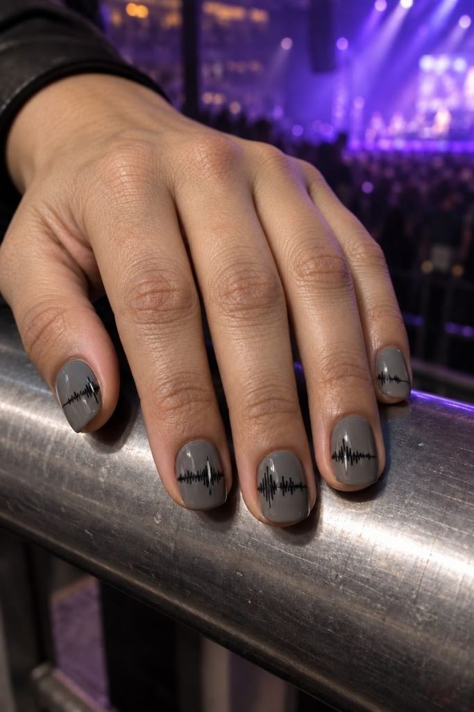 Smoked-Silver Soundwave Nails