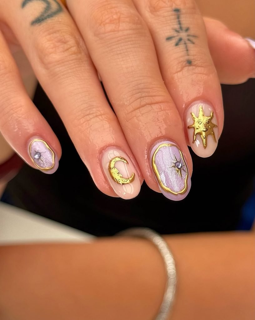 Solar-Disc Half-Moon Nails