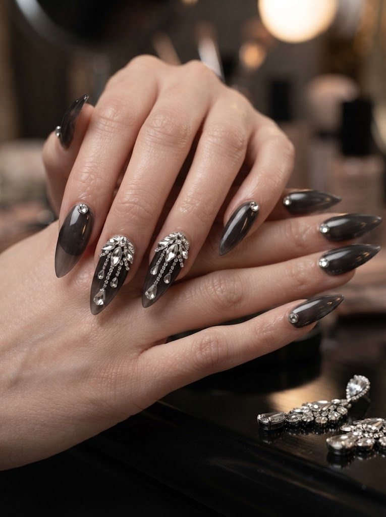 Stiletto Chandelier Rhinestone Nails
